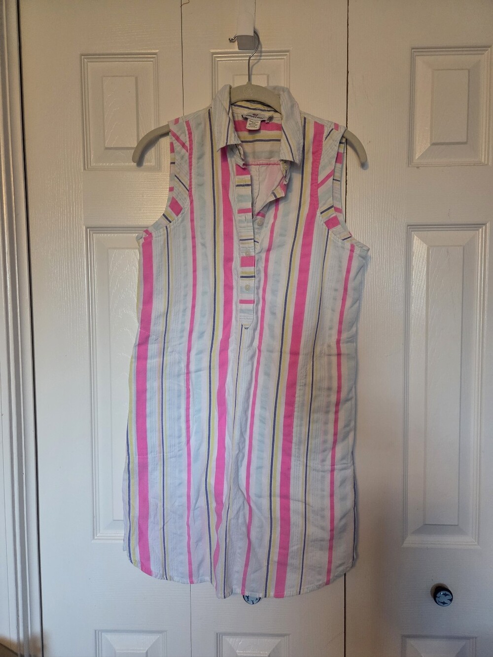 Vineyard Vines Womens Sleeveless Stripe Dress in Pink, White & Light Blue